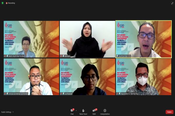 Narasumber dalam webinar bertema 'Put an End to All Judicial Harassment to Protect and Expand Civic Space', Selasa (21/6/2022). Foto: ADY