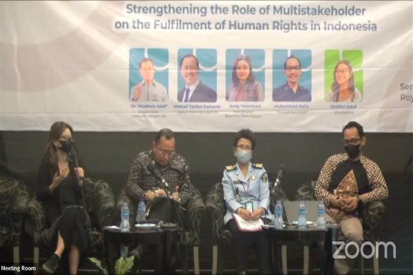 Narasumber bertema 'Strenthening The Role of Multistakeholder on the Fulfilment of Human Rights in Indonesia', di Jakarta, Senin (18/7/2022). Foto: ADY