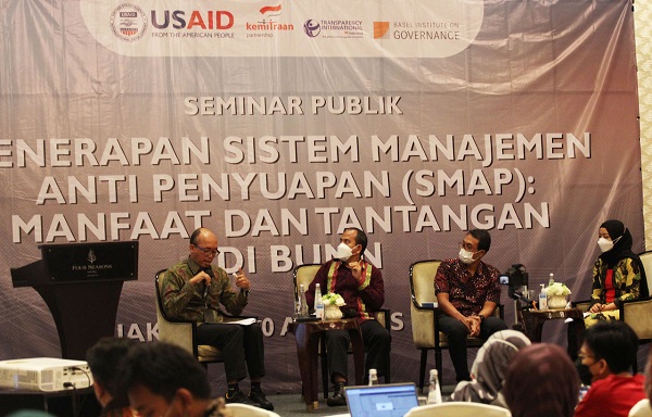 Acara Penerapan Sistem Manajemen Anti Penyuapan (SMAP): Manfaat dan Tantangan di BUMN pada Selasa (30/8). Foto: MJR