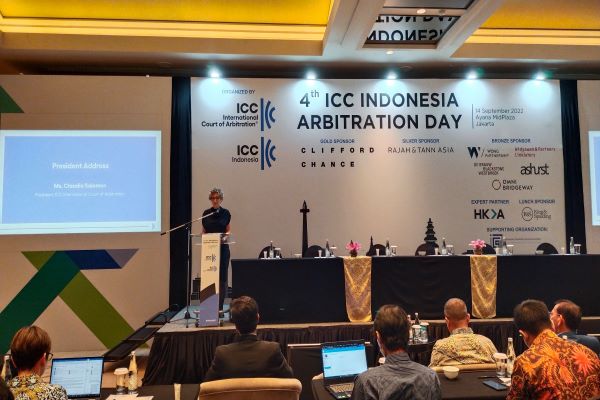 Presiden ICC International Court of Arbitration Claudia Salomon saat membuka acara '4th ICC Indonesia Arbitration Day' di Jakarta, Rabu (14/9/2022). Foto: Istimewa 