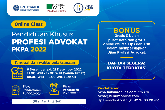 Online Class: Pendidikan Khusus Profesi Advokat (PKPA) Periode Desember 2022