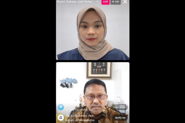 Mantan Sekum PP INI Tri Firdaus Akbarsyah dalam IG Live Hukumonline bertajuk 'Kunci Sukses Jadi Notaris dan Potensi Notaris di Masa Depan', Kamis (16/2/2023). Foto: FKF