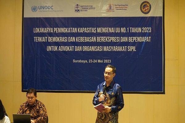 Ketua Persada Universitas Brawijaya Fachrizal Afandi saat memberikan sambutan dalam acara lokakarya di Surabaya. Foto:  Istimewa