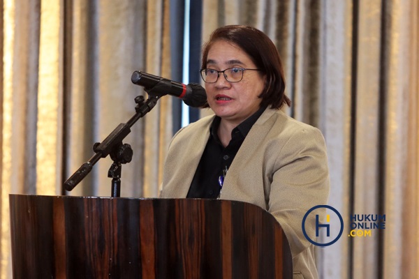  Direktur Perancangan Peraturan Perundang-Undangan Kemenkmham Cahyani Suryandari dalam kegiatan bertema Forum Konsultasi Advokat: Penerapan Keadilan Restoratif dalam Penanganan Tindak Pidana di Indonesia, Kamis (15/6/2023). Foto: RES