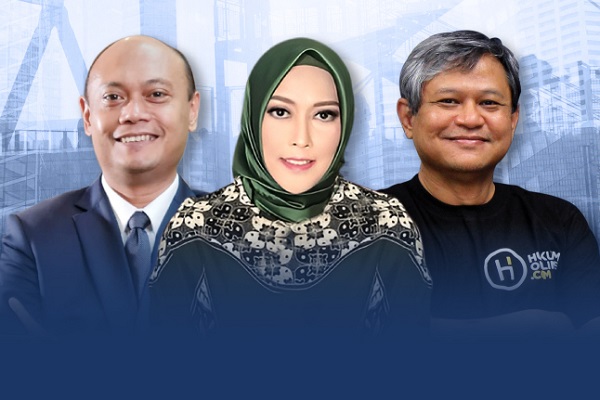 Tiga juri In-House Counsel Awards 2023: Dekan FH Universitas Airlangga Iman Prihandono, Co-Founder ICCA Yeni Fatmawati, dan Komisaris Utama Hukumonline Ahadi Bayu Tejo.