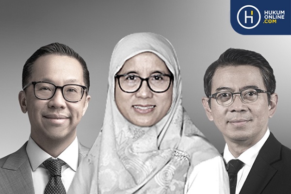 Managing Partner Walalangi & Partners, Luky I. Walalangi (kiri), Managing Partner SIP Law Firm Zubaidah Jufri (Tengah), dan Managing Partner Assegaf Hamzah & Partners (AHP), Bono Daru Adji.