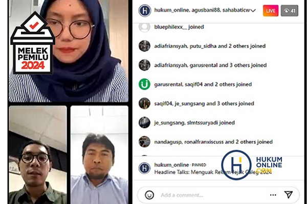 Instagram Live Hukumonline bertema Menguak Rekam Jejak Caleg 2024. Foto: WIL