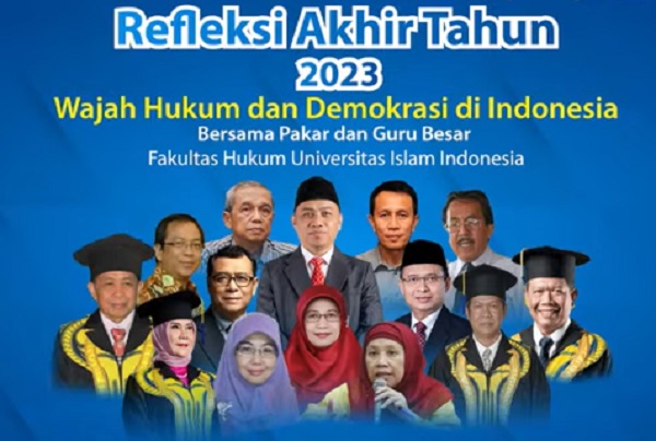 Sebanyak 14 dosen dan guru besar FH UII memberikan pandangan terkait perjalanan hukum dan demokrasi di Indonesia sepanjang 2023. Foto: Istimewa