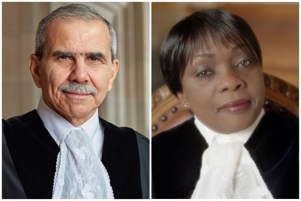 Hakim Nawaf Salam dan Hakim Julia Sebutinde yang baru terpilih sebagai Presiden dan Wakil Presiden Mahkamah Internasional. Foto: Istimewa 