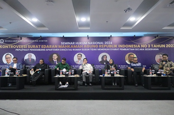 Seminar hukum yang diselenggarakan Resha Agriansyah Learning Center bertajuk Kontroversi Surat Edaran Mahkamah Agung Republik Indonesia No 3 Tahun 2023, Jumat (8/3). Foto: HFW