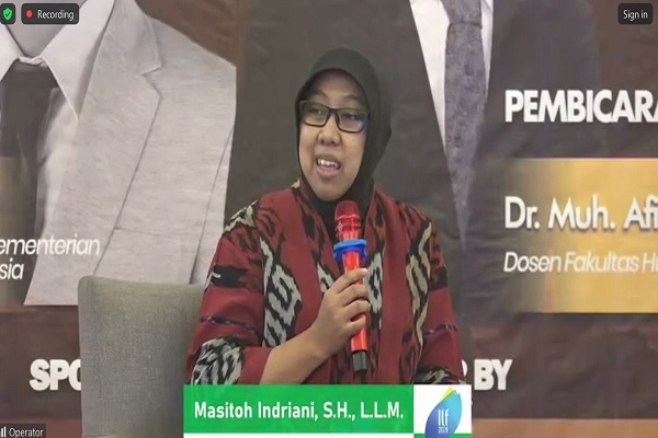 Dosen Fakultas Hukum Universitas Airlangga Masitoh Indriani dalam Seminar Nasional Islamic Law Fair 2024, Jumat (7/6/2024). 