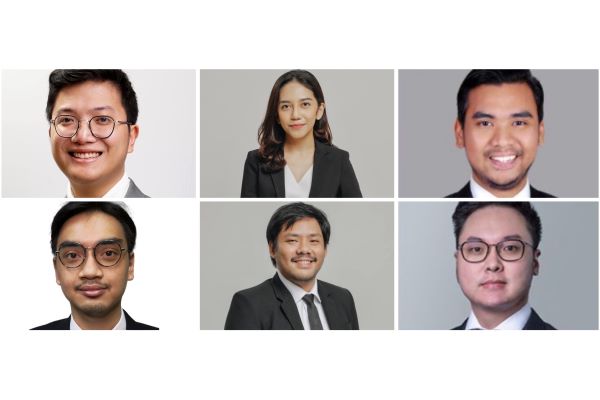 Kiri atas-bawah: Senior Associate (SA) baru Dentons HPRP (Josha Jehuda Ponggawa dan Rafi Andiandra Wardhana). Tengah atas-bawah: SA baru WH&SD (Alissa Zulhanif dan Eldo Mathias Sirait). Kanan atas-bawah: SA baru HBT (Josua Septian Hutauruk dan Yurico Mandali).