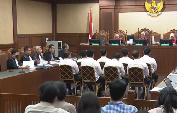 Suasana sidang pembacaan dakwaan pegawai Rutan KPK yang melakukan pungutan liar. Foto: Tangkapan layar YouTube