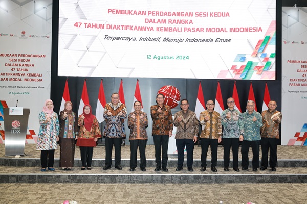 Acara peringatan 47 Tahun diaktifkannya kembali Pasar Modal Indonesia bertajuk 'Terpercaya, Inklusif, Menuju Indonesia Emas',Senin (12/8/2024). Foto: Istimewa