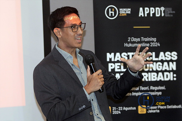 Co-Founder dan Pengurus Asosiasi Praktisi Pelindungan Data Indonesia (APPDI) Muhammad Iqsan Sirie dalam Masterclass Pelindungan Data Pribadi, Rabu (21/8/2024). Foto: RES