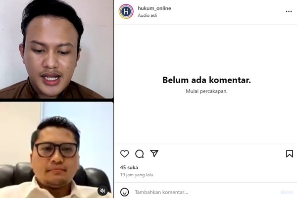 Partner Taufiq Karsayuda Nasef Priyanka (TKNP) Lawfirm, Muhammad Imam Nasef saat menjadi narasumber dalam IG Live Hukumonline bertajuk 'Membedah Rasionalitas Putusan MK yang Ubah Ambang Batas Pencalonan Kepala Daerah', Jumat (23/8/2024). Foto: IG Live