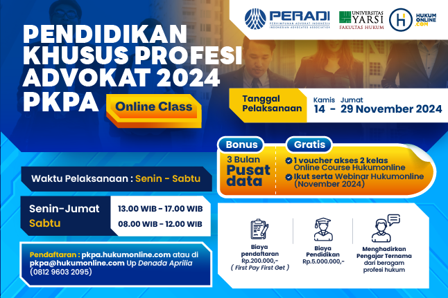Online Class: Pendidikan Khusus Profesi Advokat (PKPA) Periode November 2024