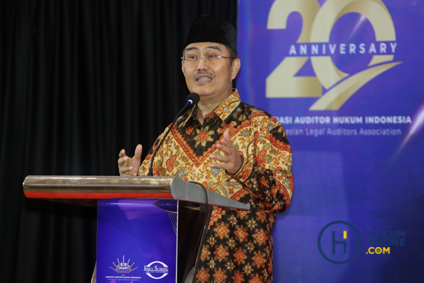 Ketua Dewan Pembina ASAHI Prof. Jimly Asshiddiqie saat Perayaan Anniversary ASAHI ke-20 di Jakarta, Senin (25/11/2024). Foto: RES 