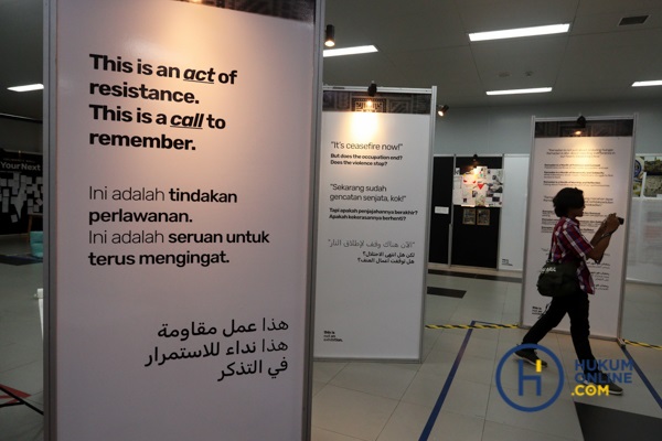 Acara pameran seni instalasi bertajuk “This is Not an Exhibition: Sumoud Ramadan, and Palestine Cultural Resistance”, di Jakarta. Foto: RES