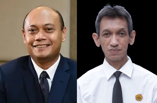 Dekan FH UNAIR 2020-2025, Prof Iman Prihandono, dan pakar Hukum Internasional sekaligus Ketua Pusat Studi Hukum Humaniter dan HAM FH Trisakti, Dr. Aji Wibowo. Foto: Istimewa