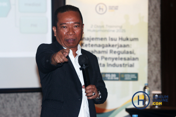 Praktisi hukum Juanda Pangaribuan dalam 2 Days Training Hukumonline, Rabu (29/10/2025). Foto: RES