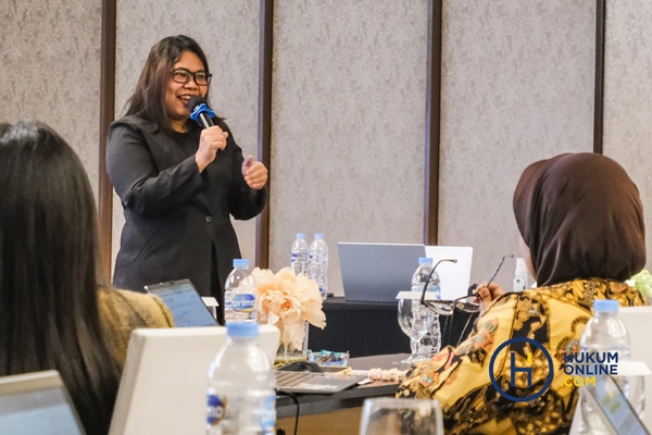 Anggota APPDI, Imelda Cardiana dalam 2 Days Training Hukumonline 2025 bertajuk 'Masterclass Pelindungan Data Pribadi: ROPA-DPIA, Data Flow dan Data Transfer', Rabu (19/11/2025). Fotografer/HFW