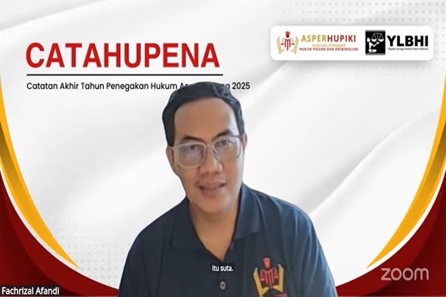 Akademisi Fakultas Hukum Universitas Brawijaya, Fachrizal Afandi, dalam diskusi bertema ‘Wajah Hukum Pidana sebagai Instrumen Negara Hukum: Pembatas Kekuasaan atau Alat Kekuasaan Pemerintah?’, Senin (29/12/2025) kemarin. Foto: Tangkapan layar youtube