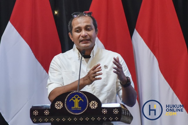 Wakil Menteri Hukum, Prof. Edward Omar Sharif Hiariej dalam Sosialisasi KUHP Nasional di Kementerian Hukum, Senin (26/1/2026). Fotografer/HFW