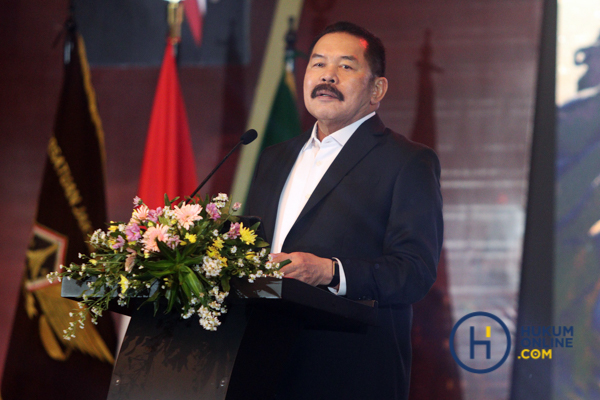 Jaksa Agung Sanitiar Burhanuddin sambutan perayaan 75 Persaja, Selasa (5/5/2026). Fotografer/Resa Esnir