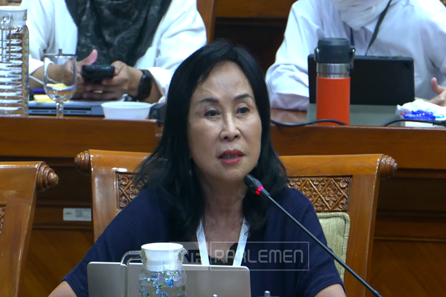 Guru Besar Fakultas Kesehatan Masyarakat Universitas Indonesia (FKM UI), Prof Meily Kurniawidjaja dalam Rapat Panja Komisi III DPR, Senin (8/6/2026). Foto: Tangkapan layar youtube