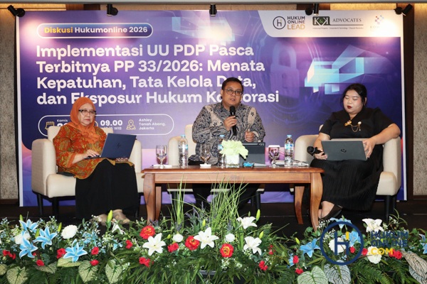 Diskusi Hukumonline: Implementasi UU PDP Pasca Terbitnya PP 33/2026: Menata Kepatuhan, Tata Kelola Data, dan Eksposur Hukum Korporasi di Jakarta, Kamis (22/10). Foto: RES